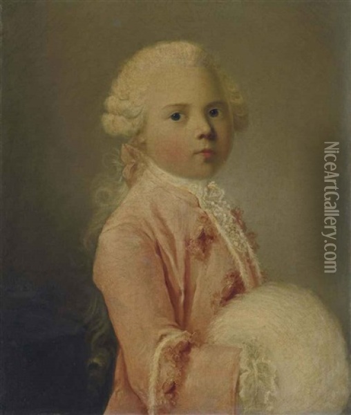 Portrait (de Louis-francois-xavier Duc De Bourgogne ?) A Sept Ans Oil Painting - Louis Richard Francois Dupont