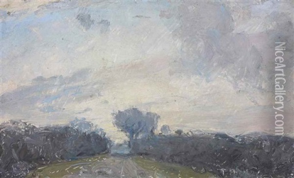Winter Landscape Oil Painting - Thomas William Roberts