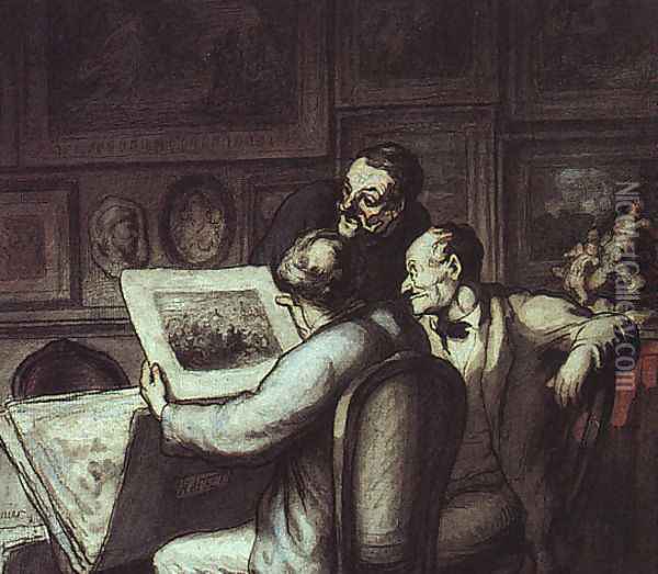 The Print Collectors Oil Painting - Honore Daumier
