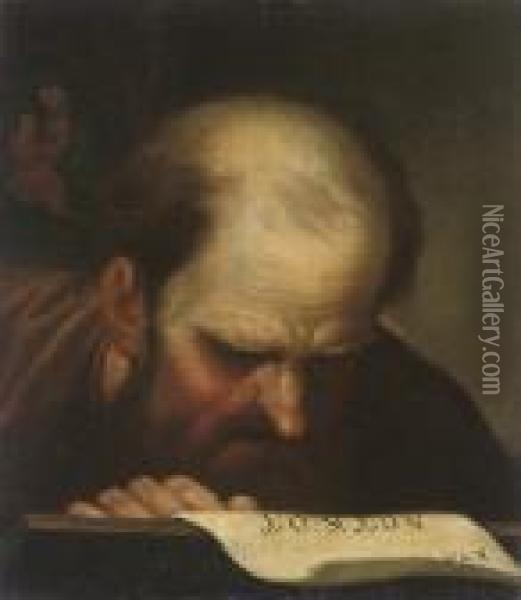 Saint Luke Reading Oil Painting - Salvator Rosa