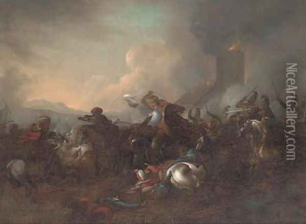 A cavalry skirmish between Christians and Turks Oil Painting - Rugendas, Georg Philipp I