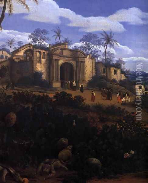 View of Olinda, Brazil (detail) Oil Painting - Frans Jansz. Post