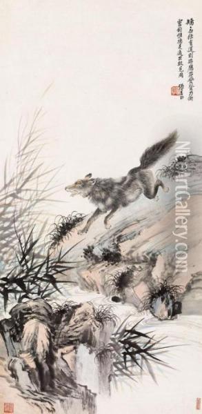 Wolf Oil Painting - Zhang Shanzi