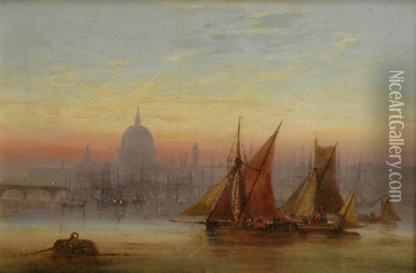 The Pool Of London With St. Pauls Oil Painting - Charles John de Lacy