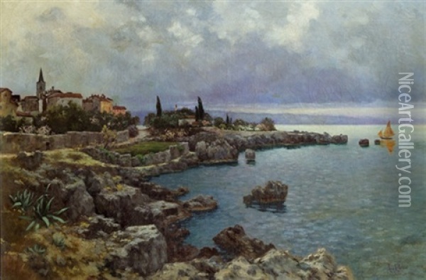 Kustenansicht In Abbazia Oil Painting - Leontine (Lea) von Littrow