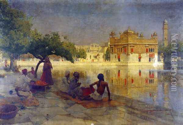 The Golden Temple Amritsar Oil Painting - Edwin Lord Weeks
