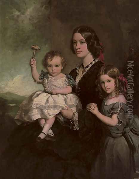 Portrait of Mrs James Beech, Alice Mary Beech and Rowland John Beech Oil Painting - Sir Francis Grant