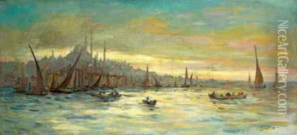Vue D'istanbul Oil Painting - Fausto Zonaro