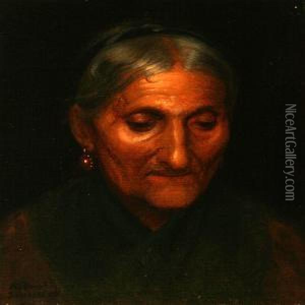 An Old Italian Woman From Sorrento Oil Painting - Anton Laurids J. Dorph
