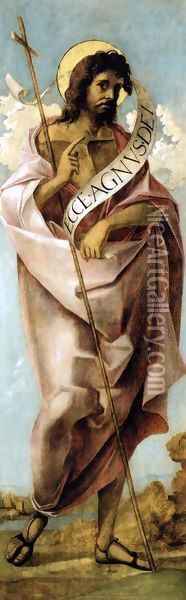 St John the Baptist Oil Painting - Martino Da Udine (see Pellegrino Da San Daniele)