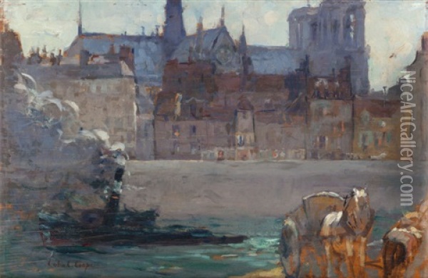 Notre Dame From The Seine, Paris Oil Painting - Colin Campbell Cooper