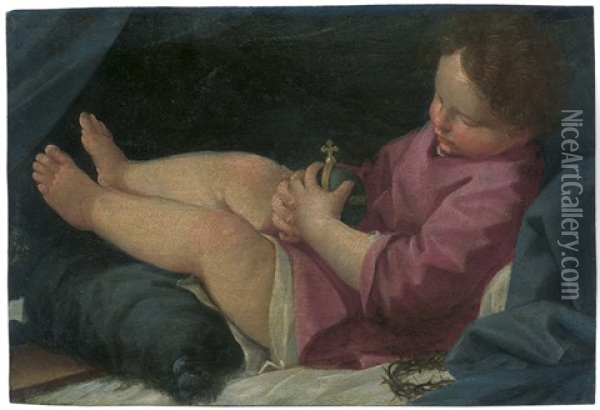 Der Schlafende Christusknabe Als Salvator Mundi Oil Painting - Donato Creti