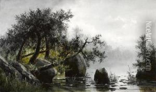 Morning On Silver Lake, California Oil Painting - Frederick Ferdinand Schafer