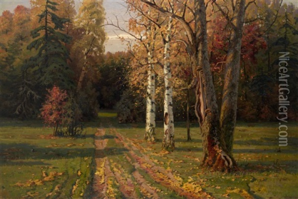 Landscape With Birch Trees Oil Painting - Jakov Ivanovich Brovar