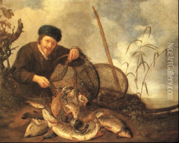 A Fisherman With His Catch Oil Painting - Pieter Van Noort