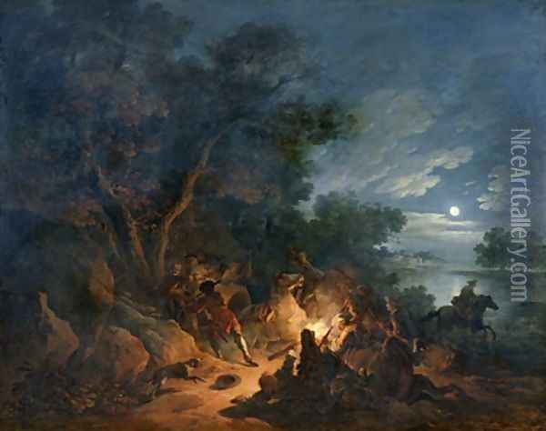 Attack by Robbers at Night 1770 Oil Painting - Philip Jacques de Loutherbourg