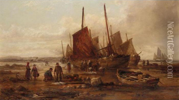 Sorting The Catch Oil Painting - William Edward Webb