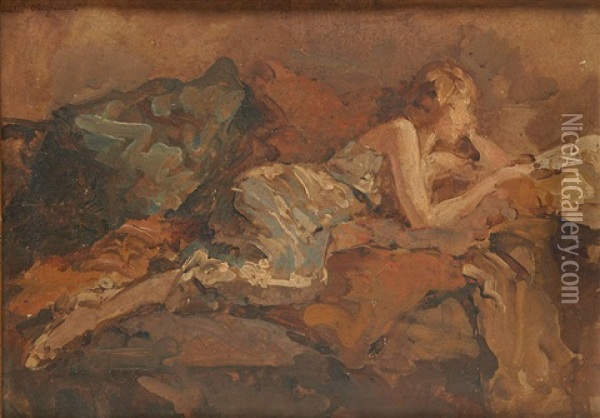 Jeune Fille Lisant En Deshabille Oil Painting - Andre Edmond Alfred Cluysenaar