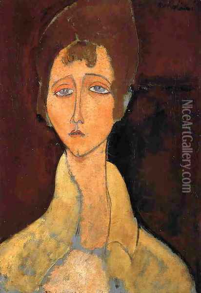 Woman in White Coat Oil Painting - Amedeo Modigliani