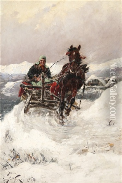 Wild Ride Oil Painting - Jaroslav Friedrich Julius Vesin