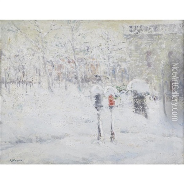 Winter In The Park Oil Painting - Frederick R. Wagner