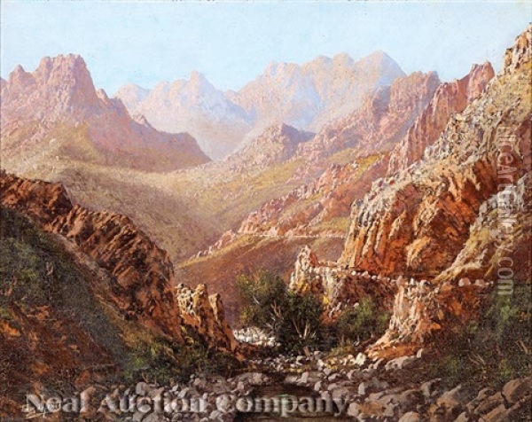Mountain Scape, South Africa Oil Painting - Tinus de Jongh