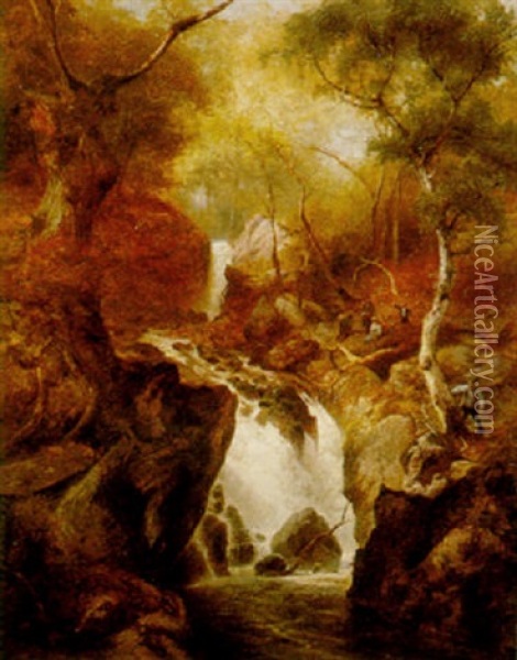 The Waterfall Oil Painting - Edward Henry Holder