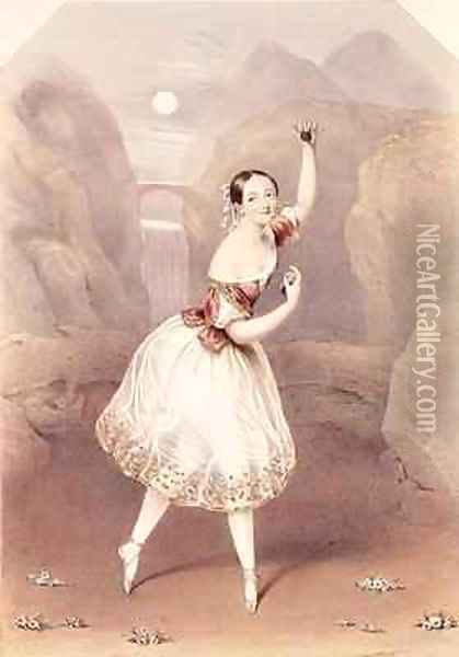 Marie Taglioni (1804-84) as Lauretta in 'La Gitana' Oil Painting - Augustus Jules Bouvier