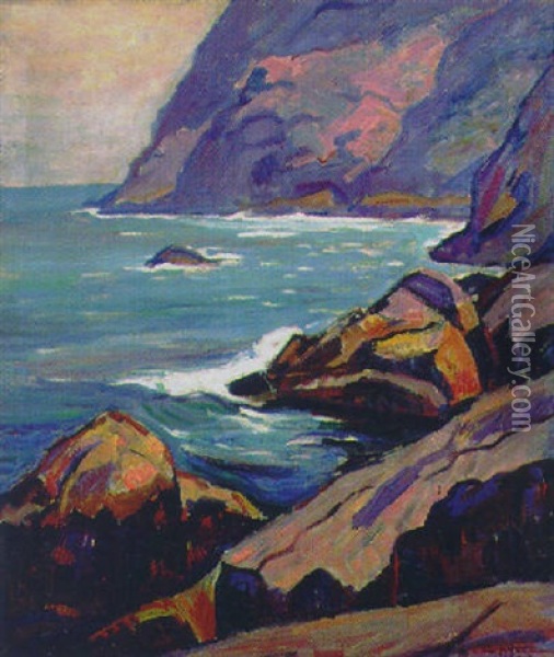 Rocky Coast Oil Painting - Edgar Hewitt Nye