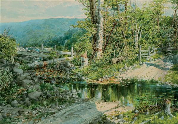 A Stream In Early Spring Oil Painting - William Louis Ii Sonntag