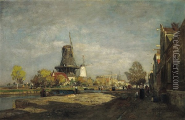 Gracht In Amsterdam Oil Painting - Emil Jacob Schindler