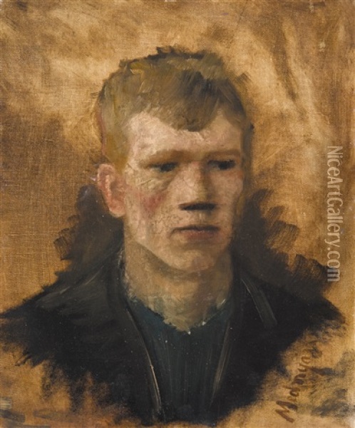 Portrait Of A Boy Oil Painting - Laszlo Mednyanszky