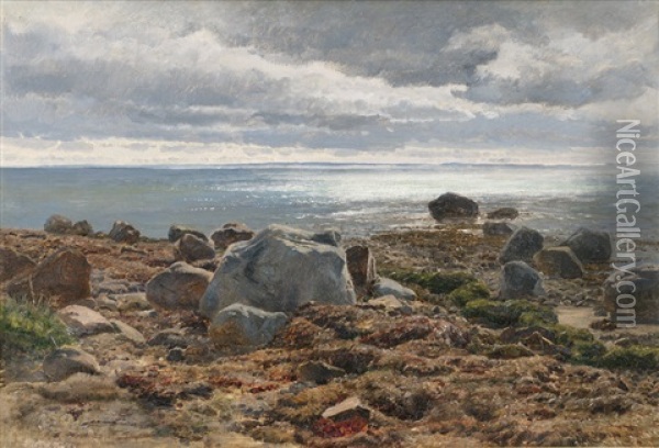 Steiniger Strand Oil Painting - Janus la Cour