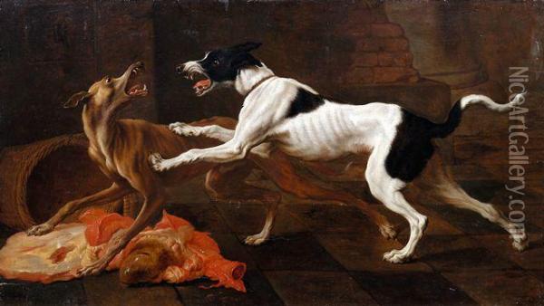 Zwei Hunde Streiten Sich Um Schlachtabfalle Oil Painting - Frans Snyders