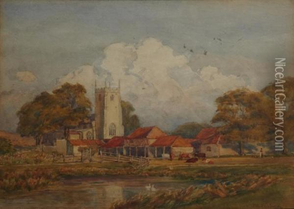 A View Of The Church Of Burnham Thorpe, Norfolk Oil Painting - Patrick Lewis Forbes