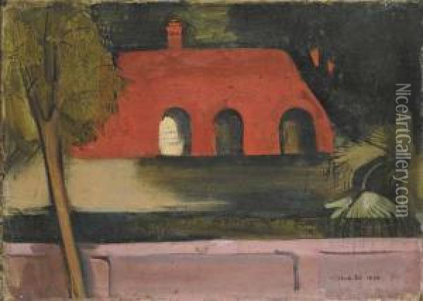 The Redhut Oil Painting - Amrita Sher-Gil