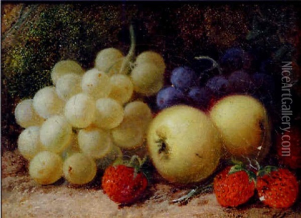 Still Life Of Grapes, Apples And Strawberries Oil Painting - George Clare