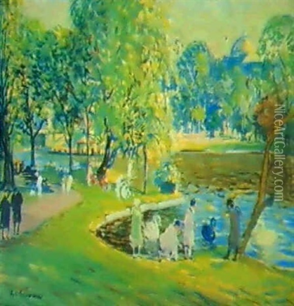Public Garden, Boston Oil Painting - Arthur Clifton Goodwin