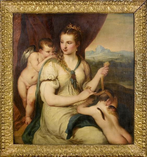 Venus Blinding Love Oil Painting - Tiziano Vecellio (Titian)