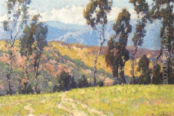 Eucalyptus Trees And Mountain Oil Painting - Maurice Braun