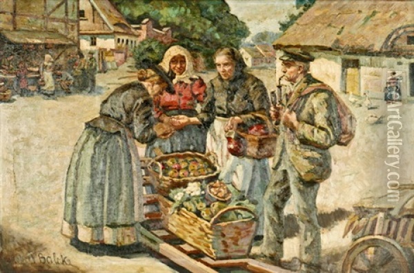 Dorfliche Marktszene Oil Painting - Robert Balcke