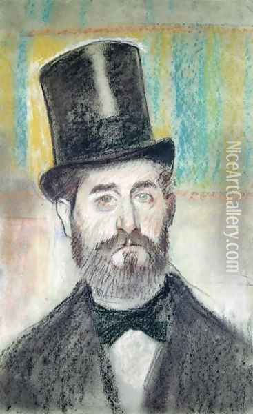 Man in an Opera Hat Oil Painting - Edgar Degas