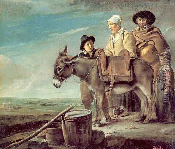 The Milkmaid's Family 1640s Oil Painting - Le Nain Brothers