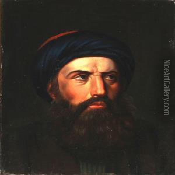 A Gentleman With Beard And Turban Oil Painting - H.D.C. Martens