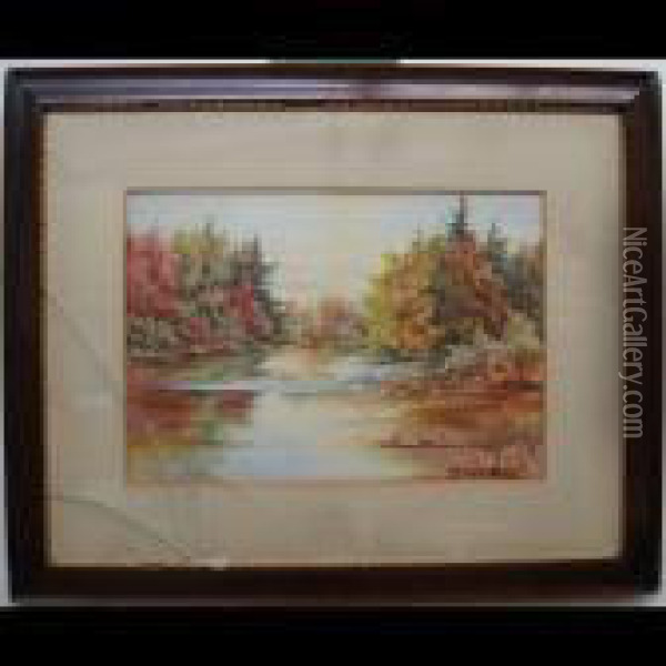 Fall Lake Scene Oil Painting - John Joseph Enneking