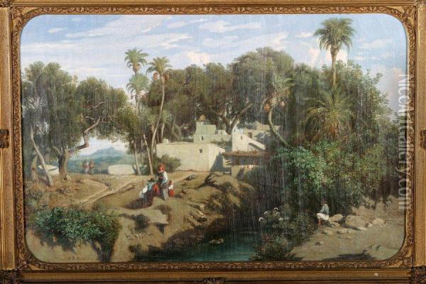Oasis Oil Painting - Adolphe Paul E. Balfourier