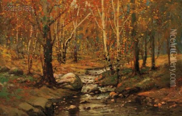 Woodland Brook Oil Painting - William Bliss Baker