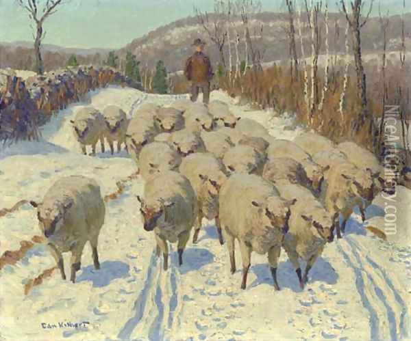 Banning's Sheep Oil Painting - Edward Charles Volkert