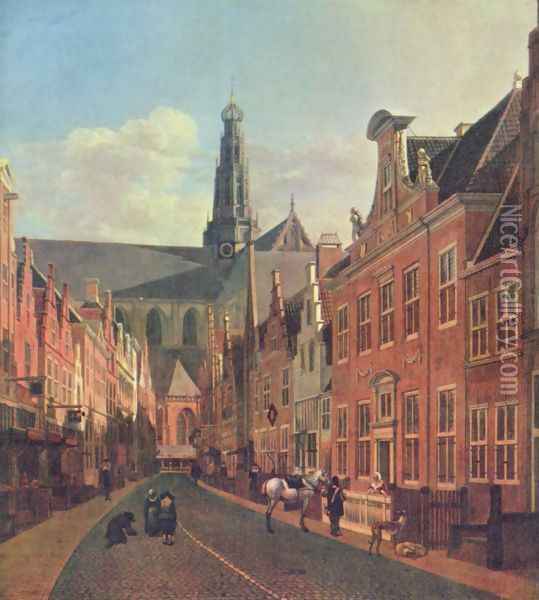 Street in Haarlem Oil Painting - Gerrit Adriaensz Berckheyde