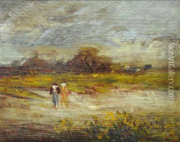 Two Figures In A Landscape, France Oil Painting - Charles Conder
